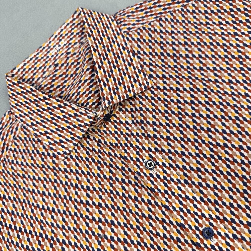 J.Hilburn Shirt Mens Medium Multicolor Geometric Cotton Long Sleeve Button Up